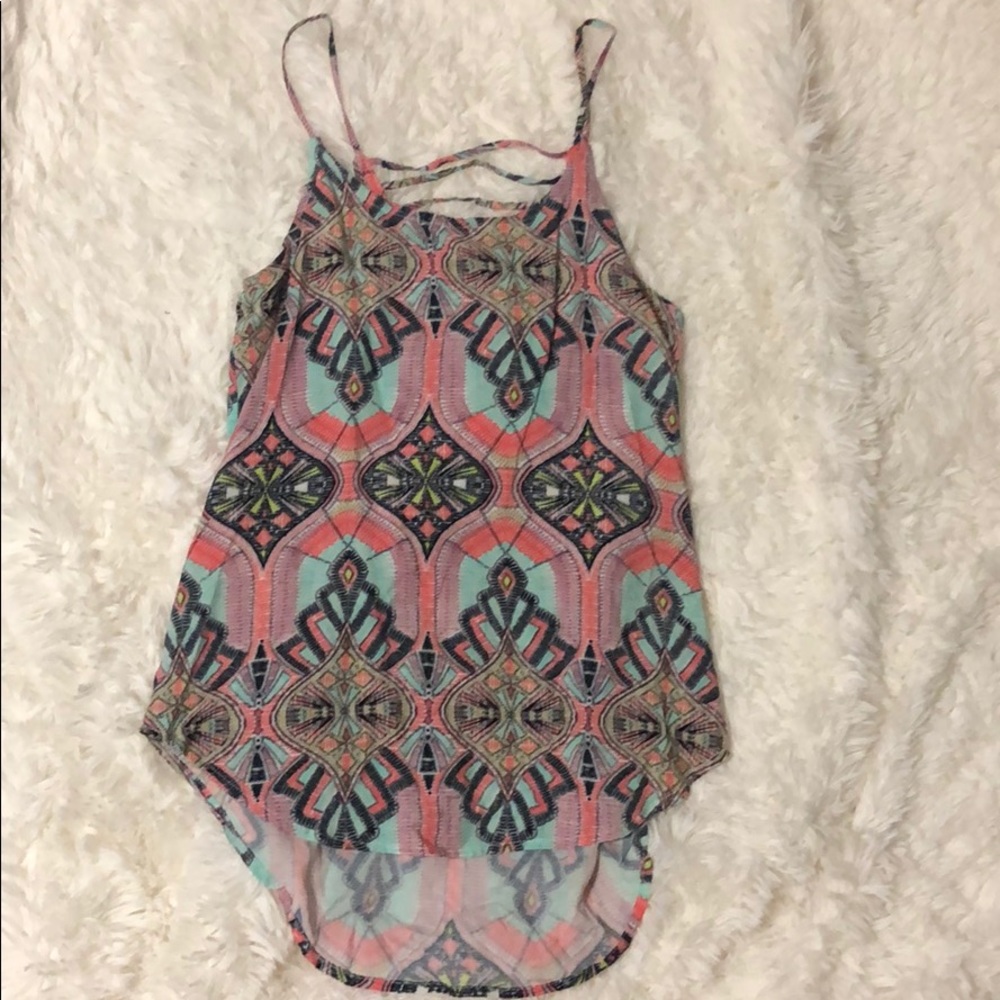 Strappy, hi-low tank. Size Medium.